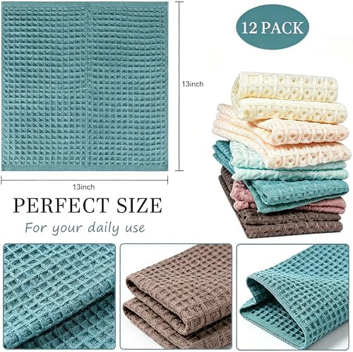 vfaejll Kitchen Towels Set 12 Pack, 100% Cotton Waffle Weave Dish Cloths & Dish - Image 2