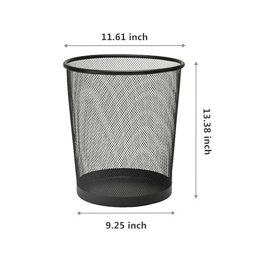 Mesh Trash Can 10-Pack,6 Gal Black Office Trash Can for Near Desk,Wide Open Top & Thickened Metal Wire Wastebaskets,Black Mesh Trash Cans for office,Recycling Garbage Container Bin for Home,School