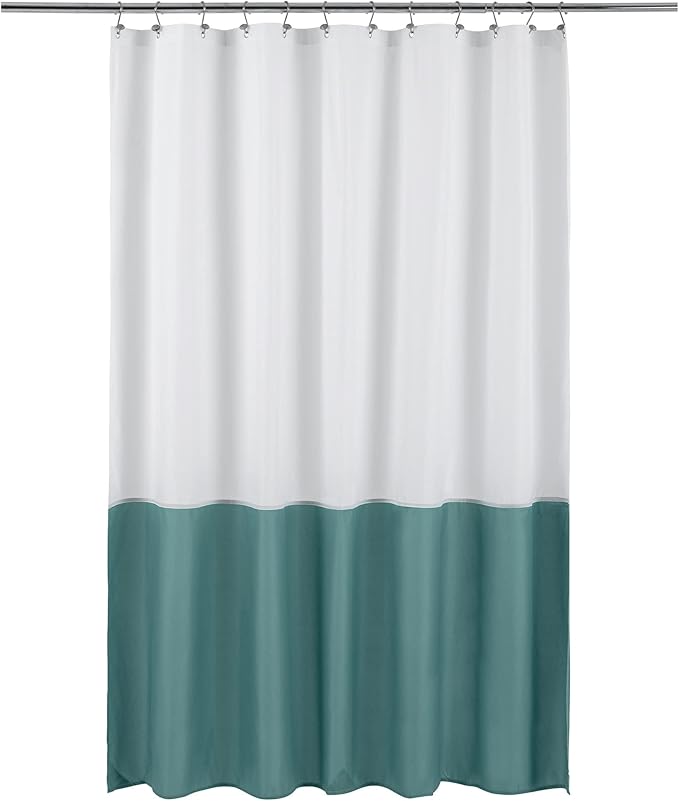 ALYVIA SPRING Waterproof Fabric Shower Curtain or Liner White/Teal by ALYVIASPRING