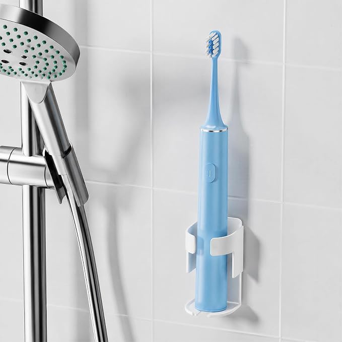 Adhesive Electric Toothbrush Holder Wall Mounted, Aluminum White 2 Pack | - Image 7