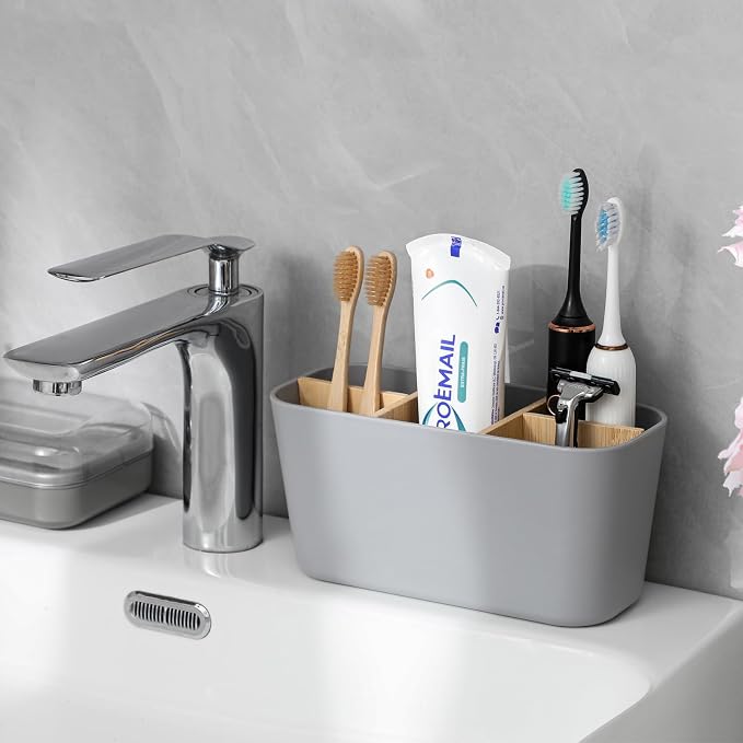 Toothbrush Holders Electric Tooth Brush and Toothpaste Organizer, 5 Slots - Image 2