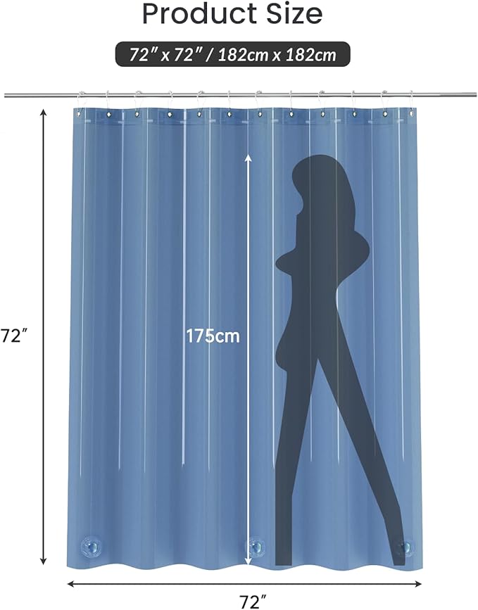 AmazerBath Premium EVA Shower Curtain Clear Blue, Luxury Shower Curtain Blue - Image 7