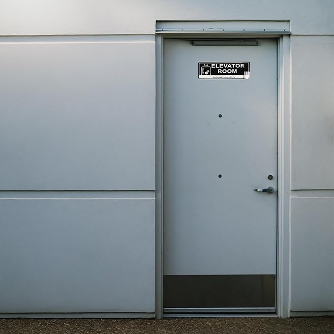Door Sign,RAMIEYOO Acrylic Authorized Personnel Only Signs for Door,Black and White - 9"x 3" (Elevator Room)