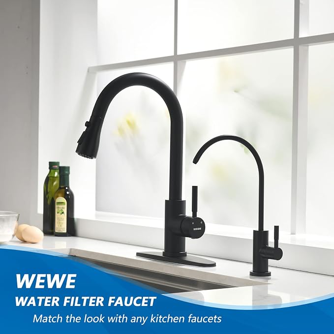 WEWE Drinking Water Faucet for RO System, Matte Black, Non-Air Gap | Lead-Free - Image 2