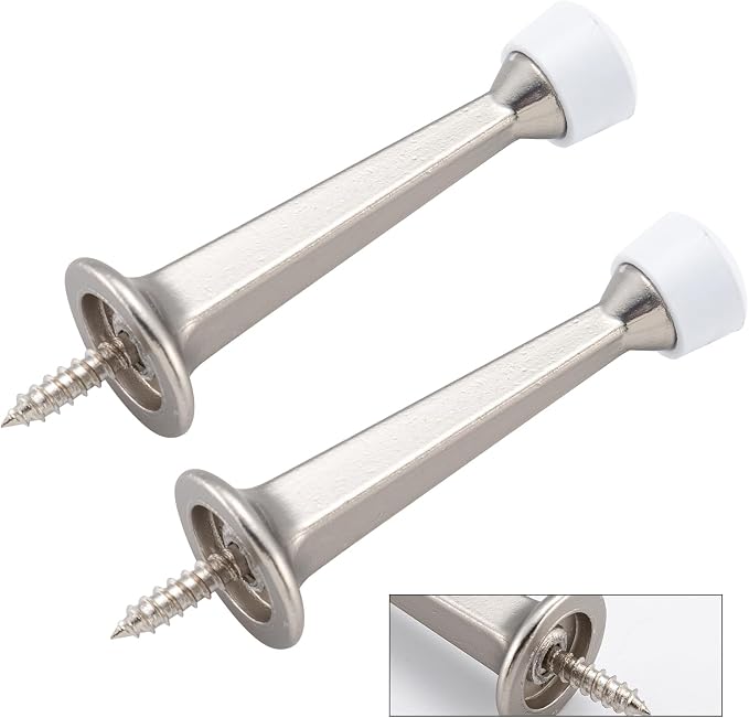 HOME MASTER HARDWARE 3" Heavy Duty Solid Door Stop, 2 Pack, Satin Nickel | Wall by HOME+MASTER+HARDWARE