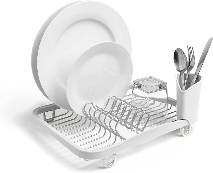 Umbra Sinkin Dish Drying Rack, in Sink or Countertop Drainer, non slip rubber by Umbra