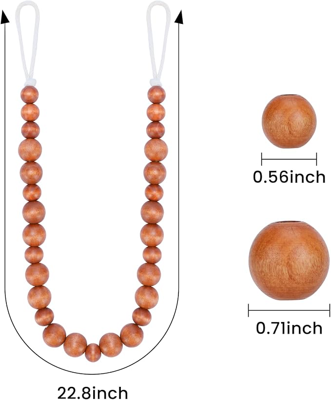 KLOGTSIND Wood Bead Curtain Tiebacks, 2 Pack Curtain Tie Backs - Image 4