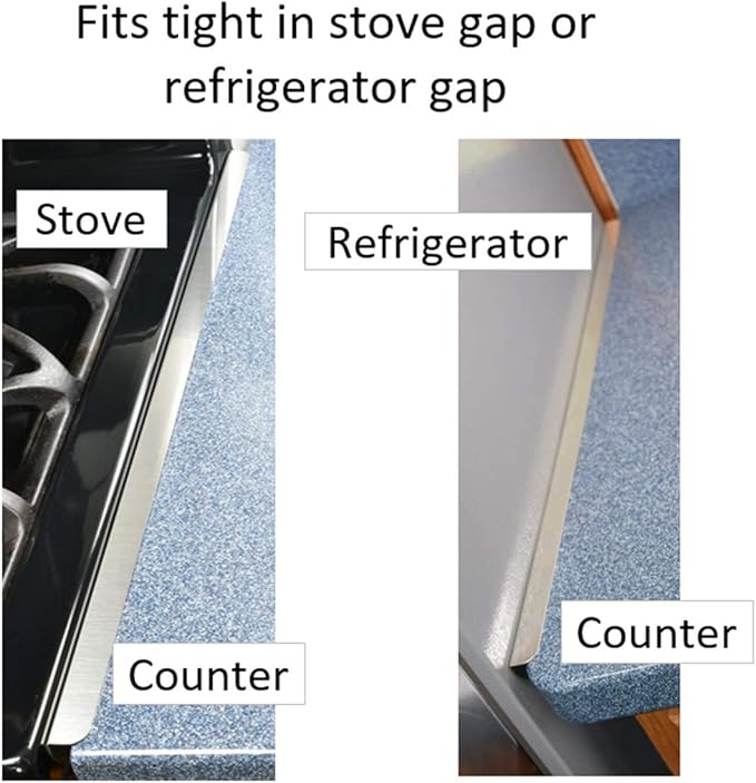 TrueGem Stove Gap Covers - 25.4", 316 Stainless Steel | Oven Side Gap Filler | Range Trim Kit | Guard Between Stove Top & Counter