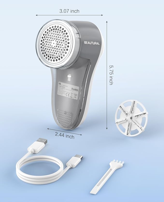 BEAUTURAL Fabric Shaver and Lint Remover, Rechargeable Sweater Defuzzer | - Image 7
