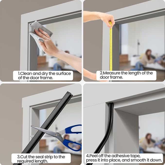 V Shape Thin Foam Weather Stripping Door Frame Seal Strip 33FT Black, Draft Stopper, Insulation Winter, Weatherstripping, Gap Sealing, Soundproofing, Self-Adhesive Used for Exterior Front Door Side