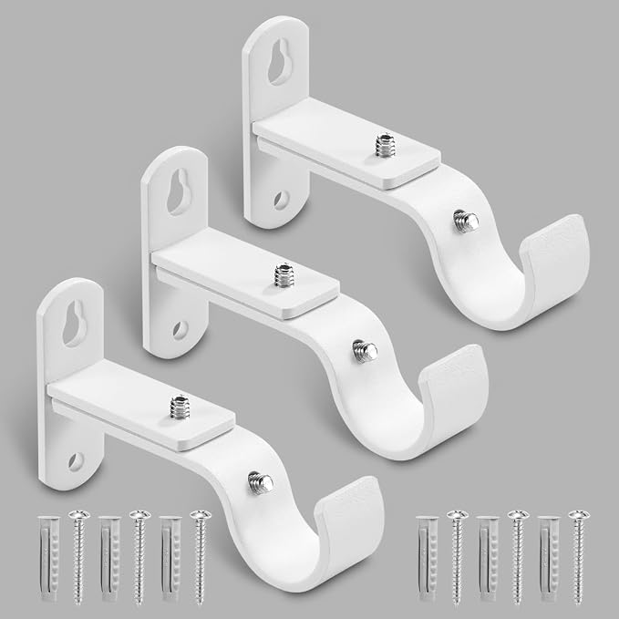 Adjustable Curtain Rod Brackets, Metal Window Drapery Rod Hanger Holders Hooks by AMZSEVEN