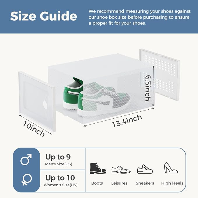 DUMOS Shoe Storage Boxes, 15 Pack Stackable Clear Shoe Containers - Image 7