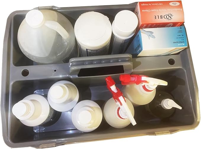 Extra Large 2 Compartment Cleaning Caddy Bucket Tool Supply Organizer with Handle