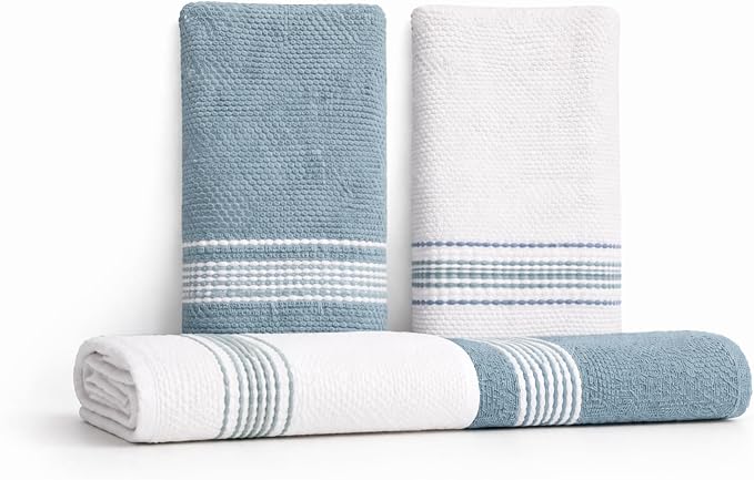 Kitchen Towels, Cotton Soft Large 18 x 28 Dobby Weave Super Absorbent Tea - Image 9