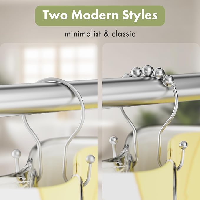 AmazerBath Silver Shower Curtain Hooks, Shower Curtain Rings, Simple Double - Image 5