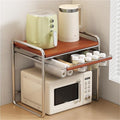 Multifunctional Microwave Stand with Storage, Solid Wood Spice Rack, Kitchen Countertop Organizer Shelf for Rice Cooker, Oven, Air Fryer and Seasoning(48cm/18.9in)