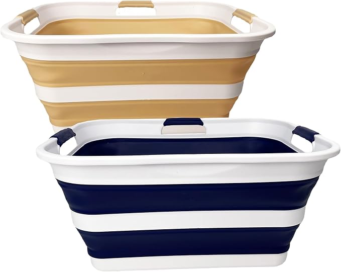SAMMART 42 Collapsible Plastic Laundry Basket, Foldable Pop Up Storage by SAMMART
