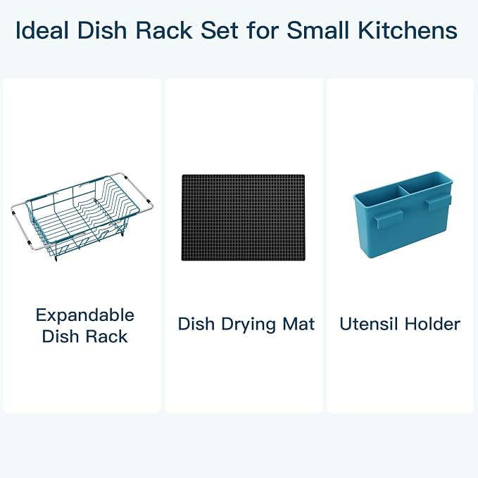 Blue Dish Drying Rack Over The Sink - Image 9