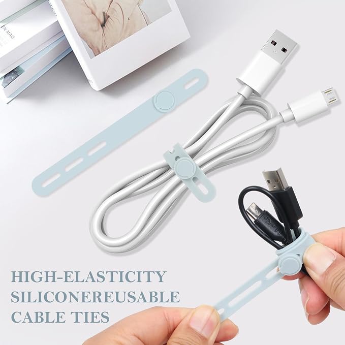 Donruby 30Pcs Silicone Cable Ties, Reusable Cord Organizer Straps, 4.7" - Image 3