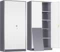Greenvelly Metal Garage Storage Cabinet with 2 Doors and 4 Adjustable Shelves, 72”H Steel Lockable Storage Cabinet,Tall Metal Cabinet Locking File Cabinet for Office,Home, Garage, Gym, School