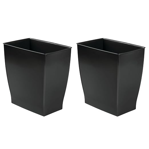 iDesign Small Plastic Bathroom Trash Can, Slim Rectangle by iDesign