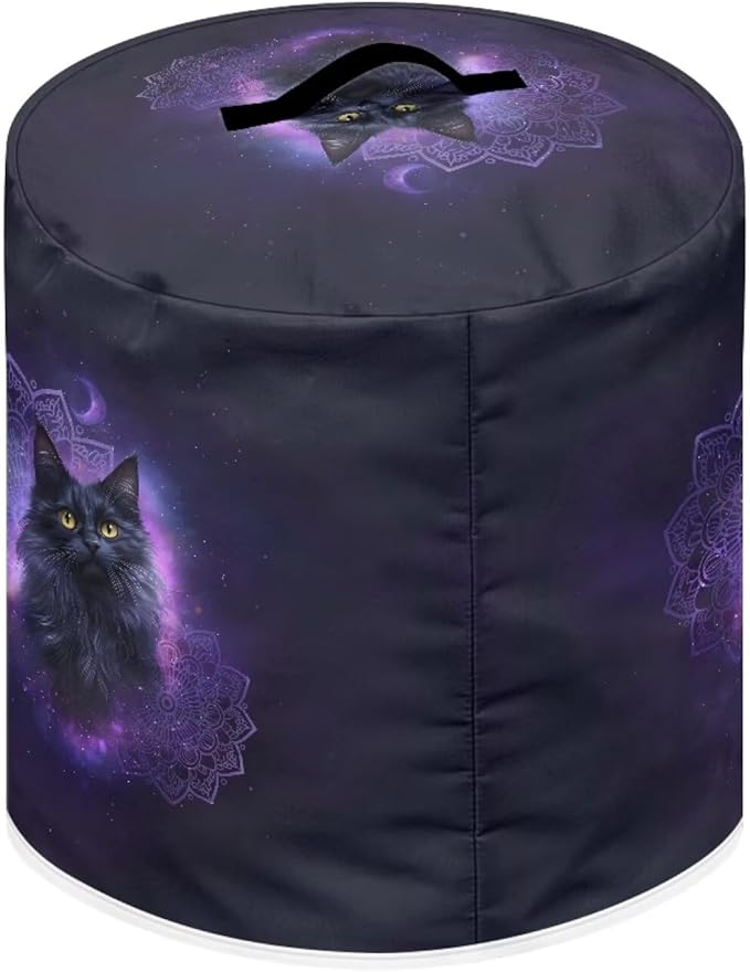Xoenoiee Black Cat Boho Mandala Print Pressure Cooker Cover for Kitchen Appliance Dust Cover with Pockets for Rice Cooker Air Fryer Slow Cooker, for 3 Qt Pot