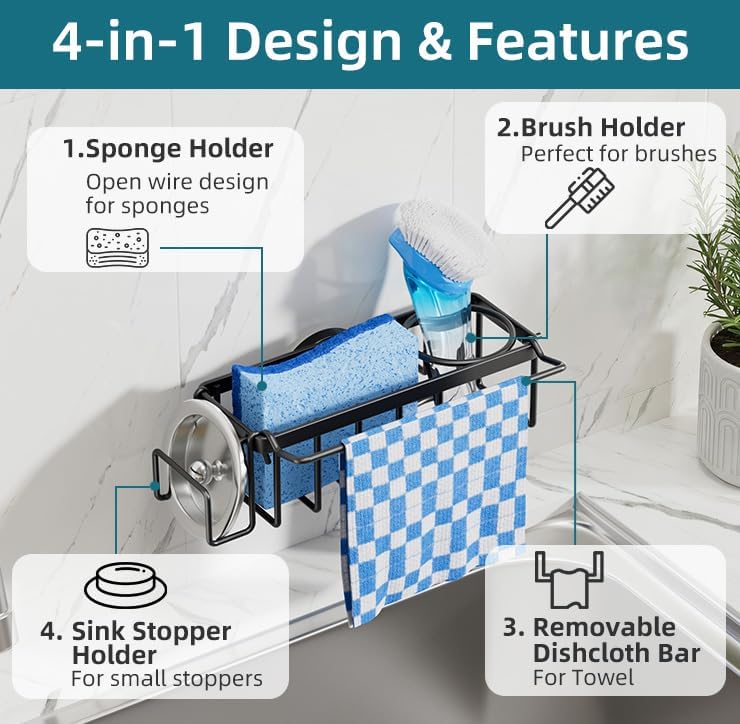 TAILI 4-in-1 Sink Caddy for Kitchen Sink - Image 5