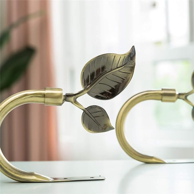 HIKMLK Leaf Shaped Curtain Tieback Holdbacks 2pcs, Handmade Metal Curtain Side - Image 4