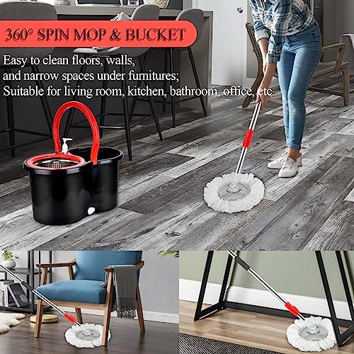Spin Mop and Bucket with Wringer Set, 3 Mop Heads - Image 6