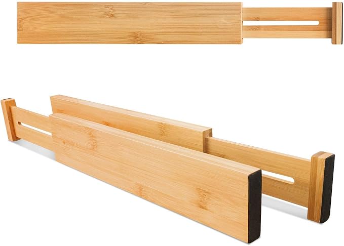 VaeFae 12-Pack Adjustable Bamboo Drawer Dividers, Expandable Drawer Organizer - Image 3