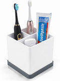 Silicone Toothbrush Holders for Bathrooms White Grey, 3-Slot Electric by BLESWIN