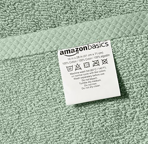 Amazon Basics Lightweight Quick-Dry Hand Towels, 100% Cotton, Seafoam Green - Image 4