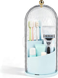 Toothbrush Holder with Cover for Bathroom Countertop, Toothpaste, Self Draining by rejomiik