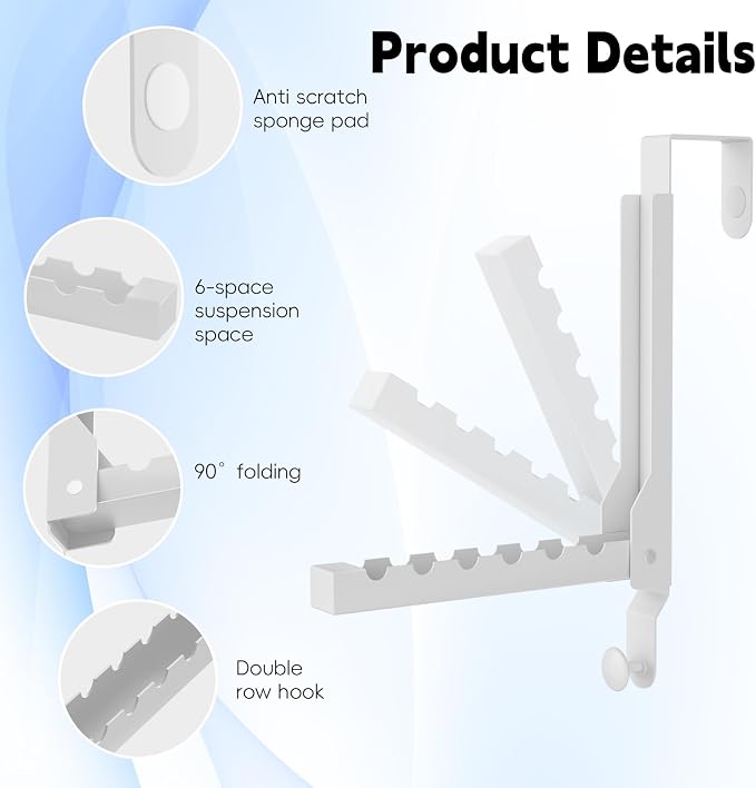 2 Pack Over The Door Hanger Folding Clothes Drying Rack, Folding Hanging Coat - Image 3