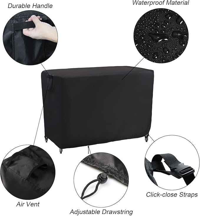 Kingling Outdoor Table Cover for Wicker Bar Cart, 44 Inch Waterproof Patio Bar Table Cover for Outdoor Beverage Serving Cart- 44''L x 19''W x 36''H(Black)