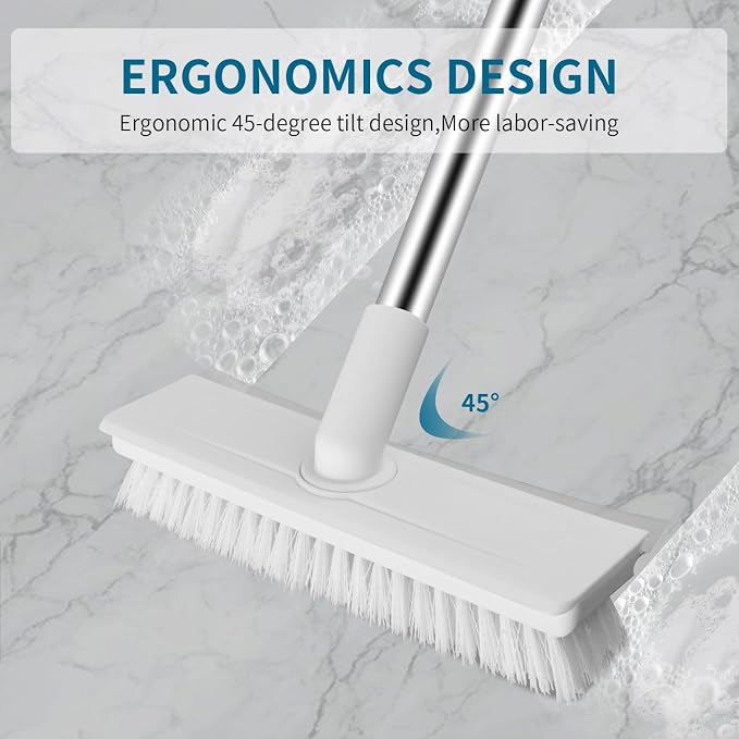 Floor Scrub Brush with 51-Inch Long Handle, 2 in 1 Floor Scrubber | 360° - Image 6