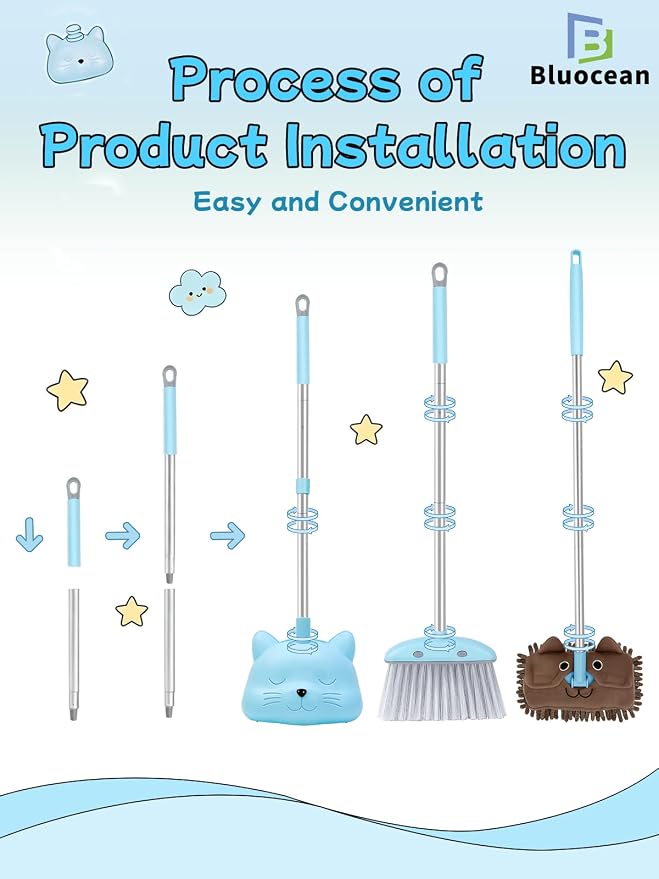 28'' Kids Mini Broom with Dustpan & Mop Set - Image 5