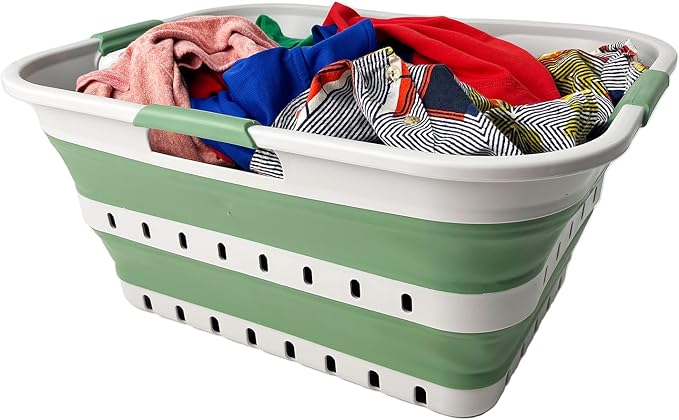 SAMMART 42 Collapsible Plastic Laundry Basket, Foldable Pop Up Storage by SAMMART