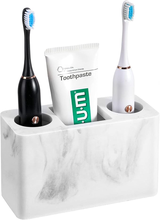 Luxspire Toothbrush Holder, 3 Slots, Gravel White | Electric Toothbrush Holder by Luxspire