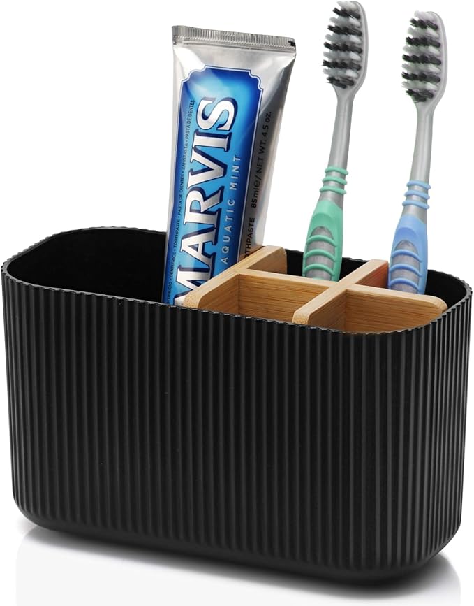 GFWARE Black Toothbrush Holder, 5 Slots Bathroom Organizers and Storage | by GFWARE