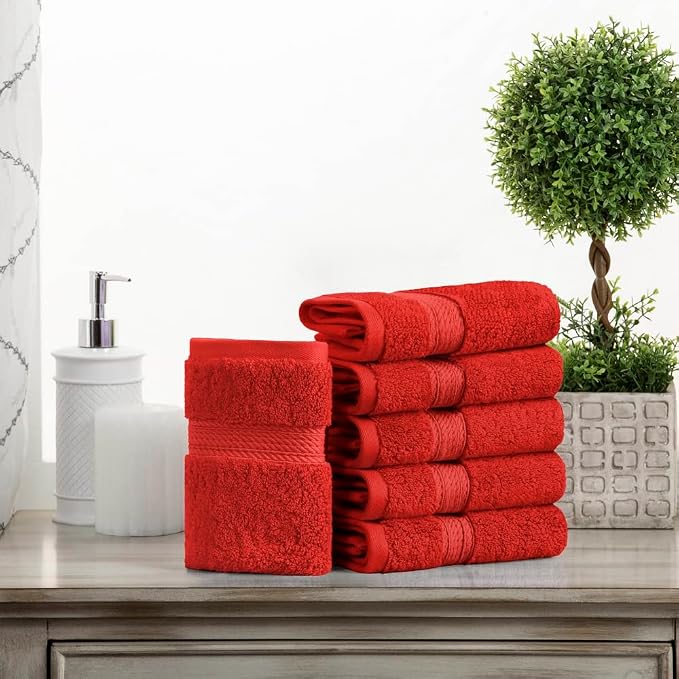 Superior Egyptian Cotton Plush & Absorbent, Face Towel Set of 6, Soft Luxury - Image 2