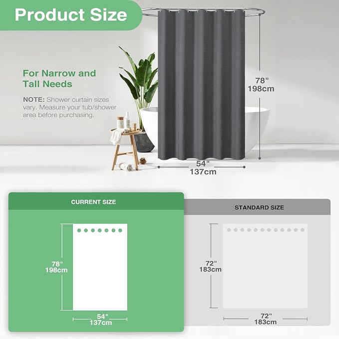 Dynamene Stall Waffle Shower Curtain 256 GSM Heavy 54"x78" Charcoal Grey - Image 3