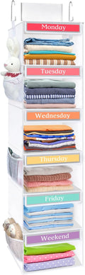 Fixwal Weekly Kids Clothes Organizer 6-Shelf Hanging Closet Storage White | by Fixwal
