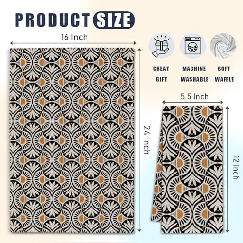 Abstract Boho Floral Kitchen Towels, Mid Century Modern Flower Dish Tea Towels - Image 6