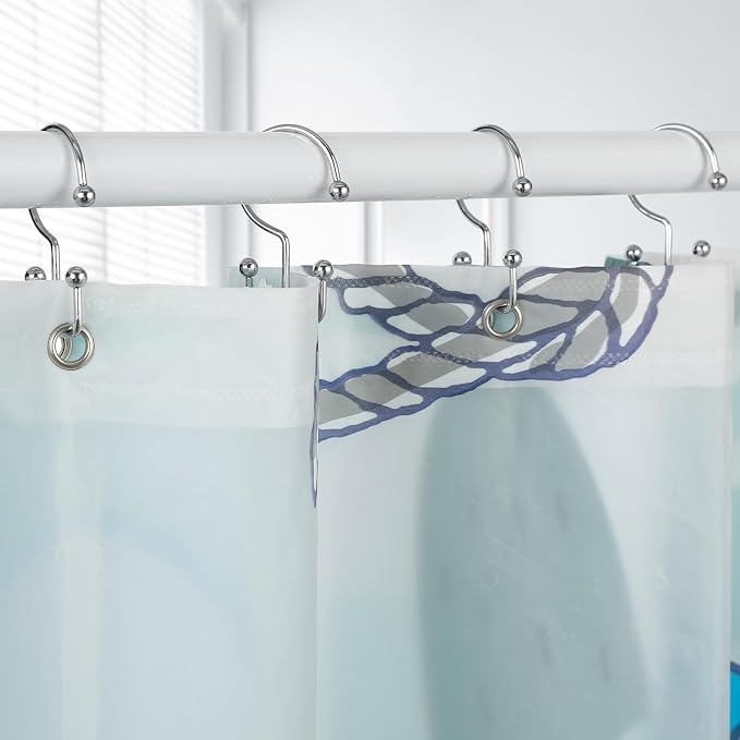 Shower Curtain Hooks, Durable Rust Proof Silver Shower Curtain Hooks, Shower - Image 6