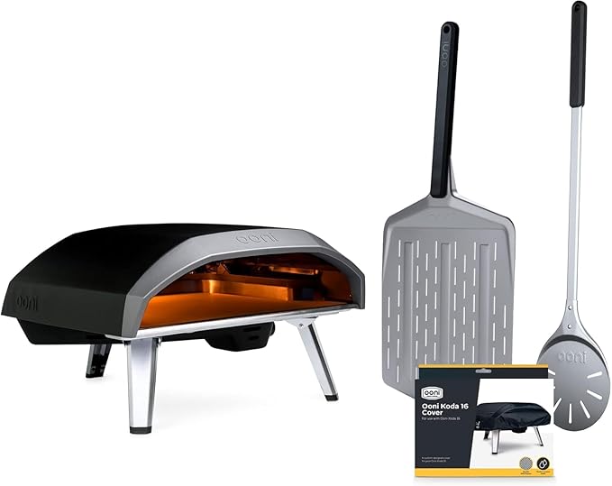 Ooni Koda 16 Gas Pizza Oven - Ultimate Pizza Oven Bundle - Includes 14" Perforated Pizza Peel, Turning Peel and Koda 16 Cover