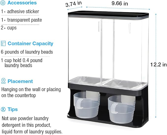 Conworld Laundry Detergent Dispenser, Wall-Mounted Scent Booster Beads Dispenser - Image 3