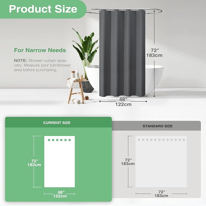 Dynamene Stall Waffle Shower Curtain 256 GSM Heavy 48"x72" Charcoal Grey - Image 3