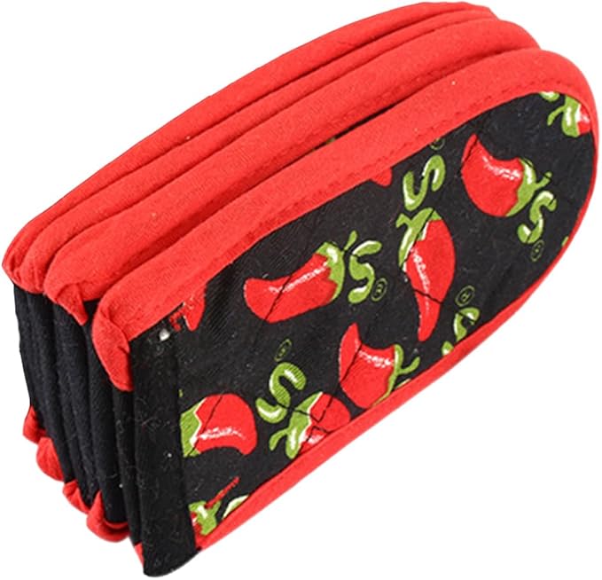 Cast Iron Skillet Handle Covers, Pot Handle Covers Heat Resistant, Heat Resistant Pot Pan Skillet Hot Handle Holder Sleeves Mitt Cover for Kitchen, BBQ and Baking Cookware (4, Red Pepper)