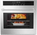 30 Inch Built-in Electric Single Wall Oven,2.5Cu ft, Stainless Steel Convection Oven with 8 Cooking Functions, Touch Control, Timer, Convection Fan and Safety Lock, 3800W, Silvery
